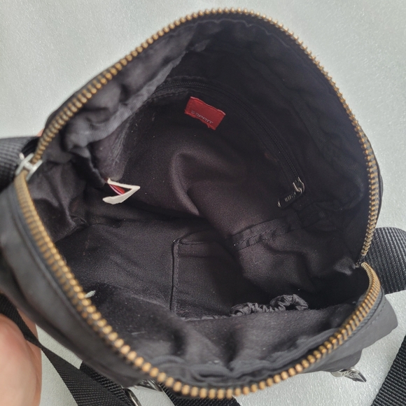 Y2K Esprit Nylon Crossbody Utility Bag Techwear Multi Zipper Pocket Black - Picture 9 of 14